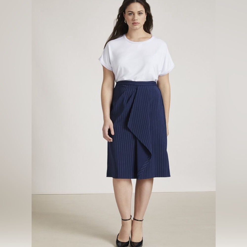 Jason Wu x Eloquii blue white pin stripped skirt